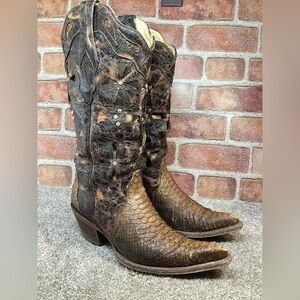 Corral Vintage Womens Musgo Python western Cowboy boots size 6.5